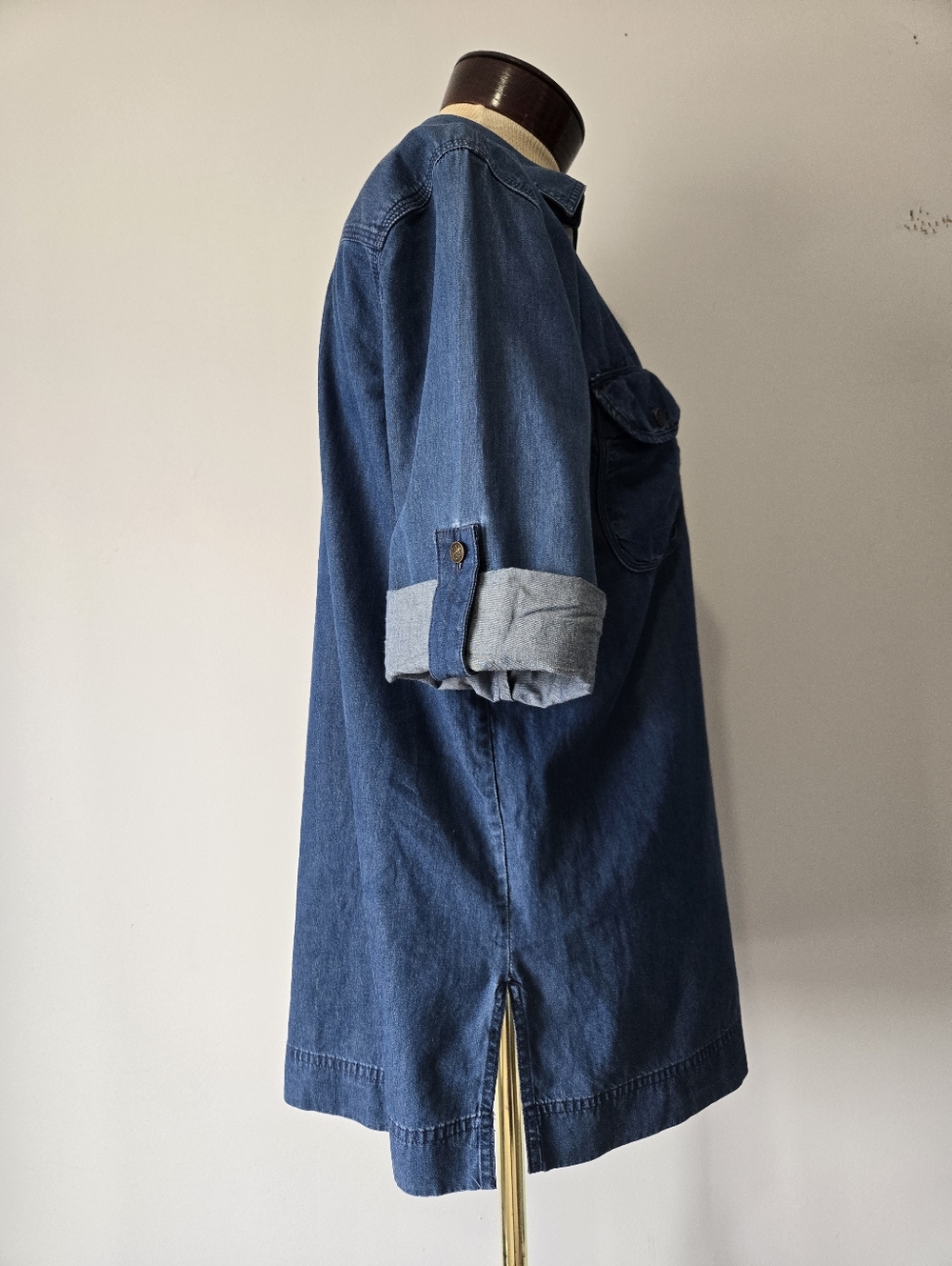 Ralph Lauren LRL Blue Denim Lightweight V Neck Tunic With Roll Cuffs. Size Med - Picture 5 of 10